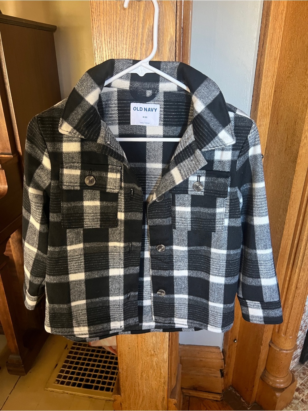 Old Navy Plaid Black & White Shacket Shirt/Jacket